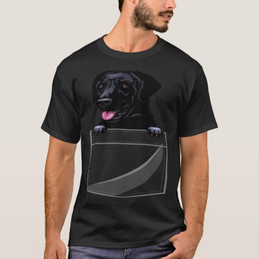 ポケットに巻き取り付けたレトリバー Tシャツ (正面)