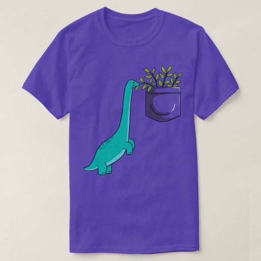ポケットに恐竜の植物 Tシャツ (デザイン正面)