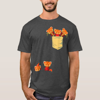 ポケットに赤いパンド素晴らしズキュートなパンダ熊アニマ Tシャツ