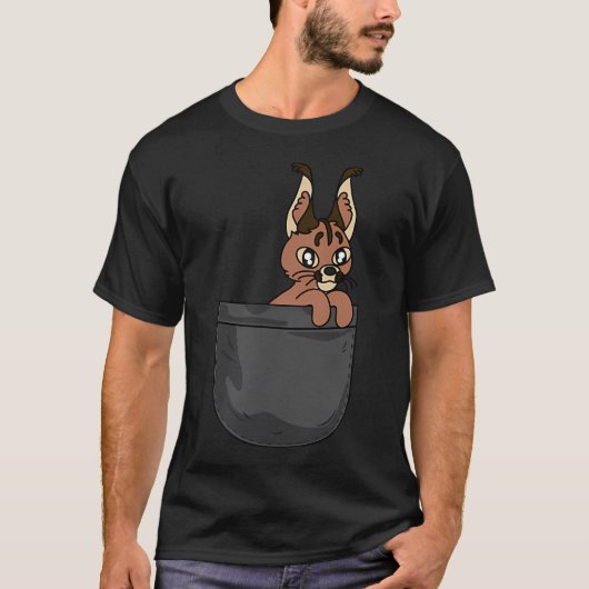 ポケットのカリャカル 面白い動物デザイン Tシャツ (正面)