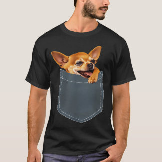 ポケットのチワワ - 笑える犬のデザイン Tシャツ