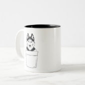 ポケットのハスキーかわいい子犬のクリップアートハスキーのクリップアート ツートーンマグカップ (正面左)