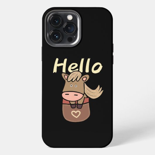 ポケットの中のかわいい馬 iPhoneケース (裏面)