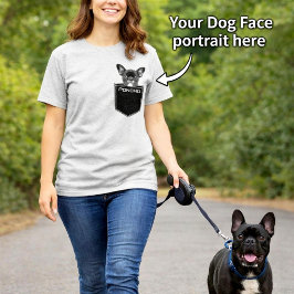 ポケットの中のペット - 名前入りオーダーメイドの犬の写真 Tシャツ