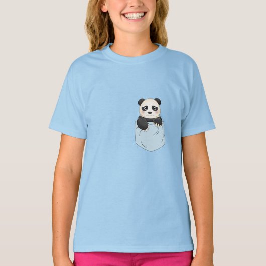 ポケットの中の可愛いパンダ Tシャツ (正面)
