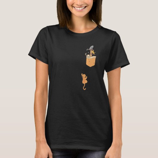 ポケットの中の可愛い猫 キティキャット Tシャツ (正面)