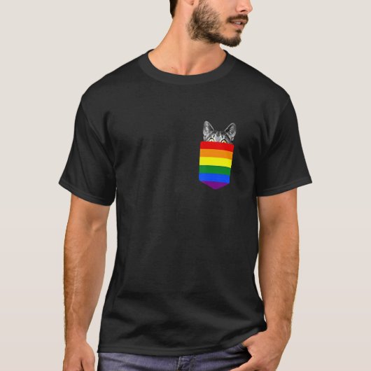 ポケットの中の可愛い猫 LGBT Tシャツ (正面)