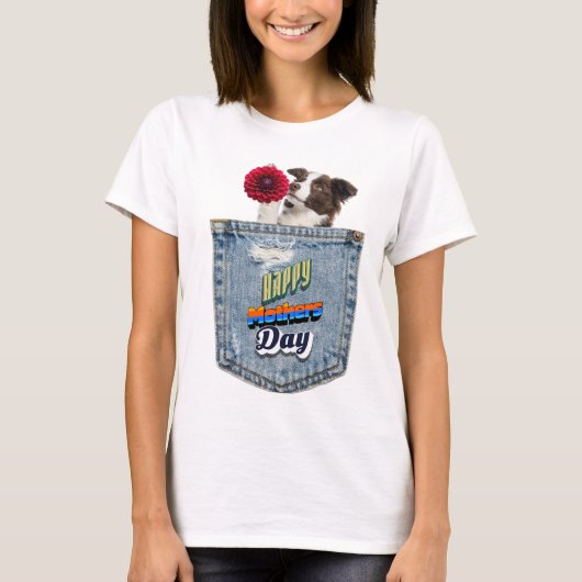 ポケットの中の子犬Tシャツ Tシャツ (正面)