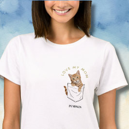 ポケットの中の愛らしいオレンジタビー猫 名前入り Tシャツ