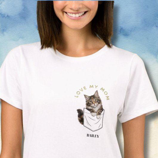 ポケットの中の愛らしいメインクーン Tシャツ