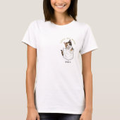 ポケットの中の愛らしい三毛猫 名前入り Tシャツ (正面)