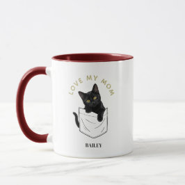 ポケットの中の愛らしい黒猫 名前入り マグカップ