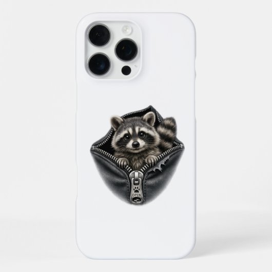 ポケットの可愛い3Dアライグマ スマホケース iPhoneケース (裏面)