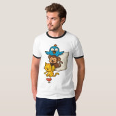 ポケットの面白いキャラクター3人組 - かわいいぶら下がりTシャツ Tシャツ (正面フル)