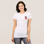 ポケットのBonjourのフレンチ・ブルドッグ Tシャツ (正面フル)