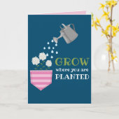 ポケットを植えた場所で成長す感動的る カード (黄色い花)