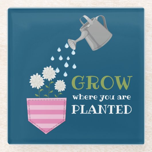 ポケットを植えた場所で成長す感動的る ガラスコースター (正面)