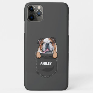 ポケットイングリッシュブルドッグかわいい犬ペットオーナー iPhone 11 PRO MAXケース