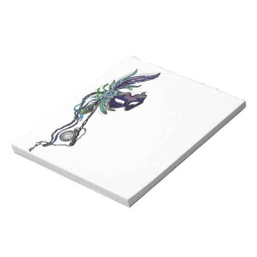 ポケットウォッチ付きマルディグラスマスク ノートパッド (回転)