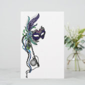 ポケットウォッチ付きマルディグラスマスク 便箋 (スタンド正面)