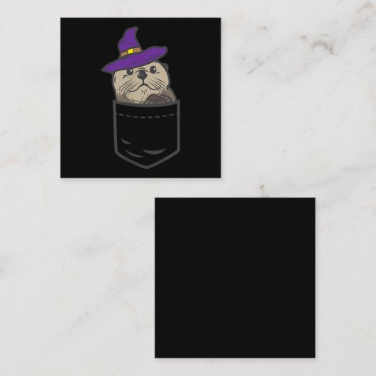 ポケットオッターウィッチハット|かわいいハロウィーンギフト スクエア名刺 (正面/裏面)