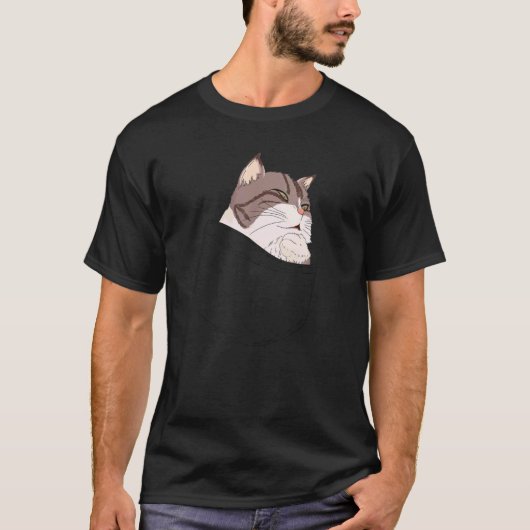 ポケットキャットの考え事 Tシャツ (正面)