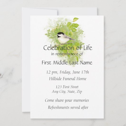 ポケットキープサク記念《鳥》アメリカゴガラ自然バードアート 招待状 (裏面)