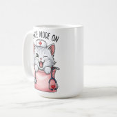 ポケットコーヒーの可愛い看護師猫 コーヒーマグカップ (正面左)