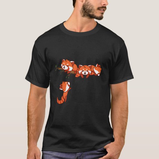 ポケットシリーズ レッドパンダの熊遊び Tシャツ (正面)