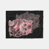 ポケットスケルトンロックハンドハロウィンクールミュージックロック フリースブランケット (正面(横))