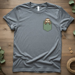 ポケットスロース — かわいいポケットTデザイン、ミニマルスロース Tシャツ