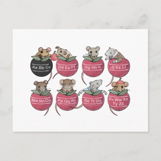 ポケットネズミ-新学期はがき ポストカード (正面)