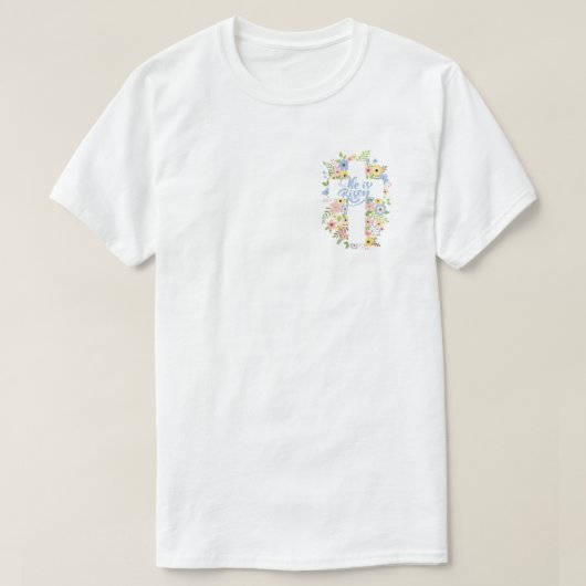 ポケットフローラクロス彼は復活イースターユニセックス Tシャツ (デザイン正面)
