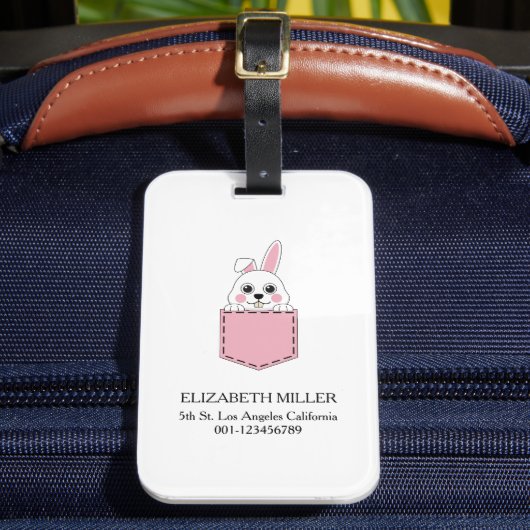 ポケットペットバニーのパーソナライズ ラゲッジタグ (正面インサイチュ2)