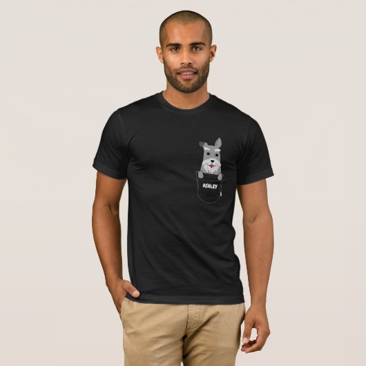 ポケットミニチュアシュナウツァーパピーかわいい犬 Tシャツ (正面フル)