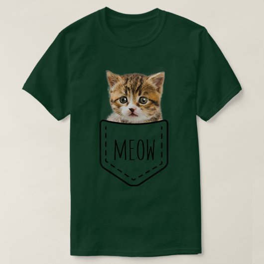 ポケットミュー ネコ可笑しいかわいい覗き子猫ティー Tシャツ (デザイン正面)