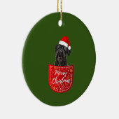 ポケットロシアのに黒テリアのクリスマスドッグ セラミックオーナメント (右)