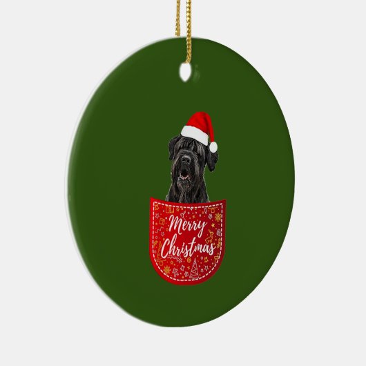 ポケットロシアのに黒テリアのクリスマスドッグ セラミックオーナメント (右)