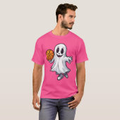 ポケット幽霊バスケットボールハロウィ不気味ン Tシャツ (正面フル)