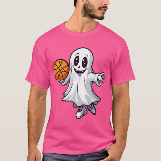 ポケット幽霊バスケットボールハロウィ不気味ン Tシャツ