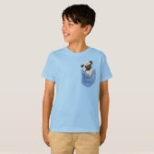 ポケット・パグ・ブルー・キッズ Tシャツ (正面フル)