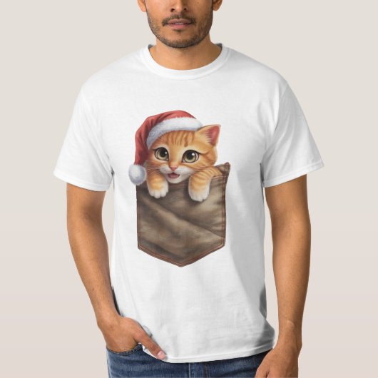ポケットTシャツに超現実的なアニメの子猫 Tシャツ (正面)
