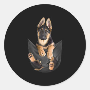 ポケットTシャツのおもしろい犬愛好家、ドイツのシェパード ラウンドシール