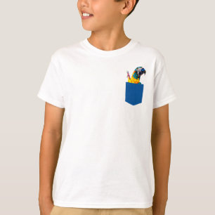 ポケットTシャツの黄、オレンジ、青の鸚鵡 Tシャツ