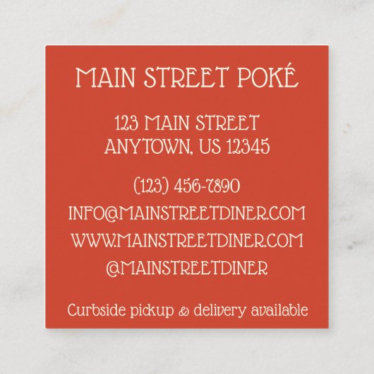 ポケハワイアン生魚アヒツナポケ丼 スクエア名刺 (裏面)