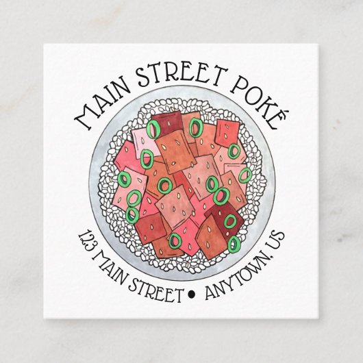 ポケハワイアン生魚アヒツナポケ丼 スクエア名刺 (正面)