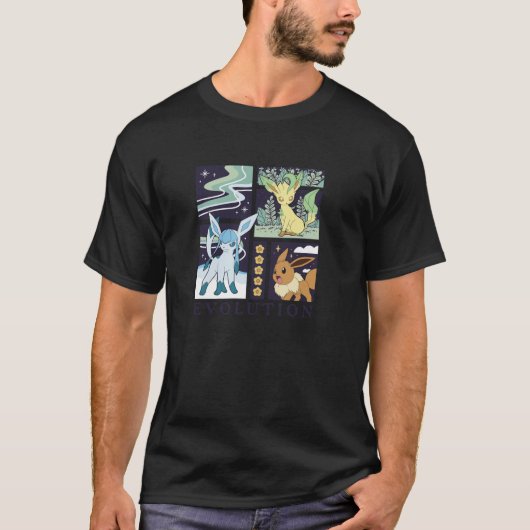 ポケモン イーブイ グレイシア リーフィア 進化 アイス グラス Tシャツ (正面)