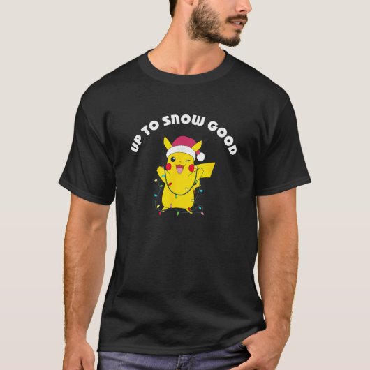 ポケモン クリスマス ピカチュウ 雪だよ 良い子 Tシャツ (正面)