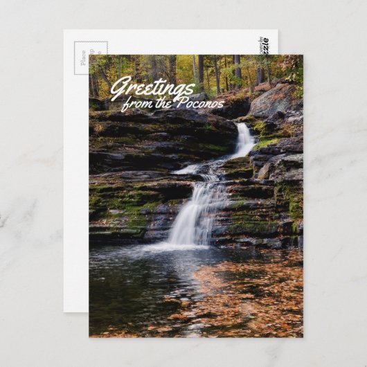 ポコノス秋の滝の風景からの挨拶 ポストカード (正面/裏面)