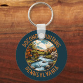 ポコノマウンテンズペンシルバニアサンセットレトロアート キーホルダー (正面)